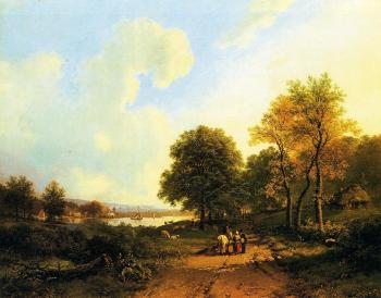 巴倫德 科內利斯 庫庫尅 Peasants on a Path by a River 巴倫德 科內利斯 庫庫尅 Peasants on a Path by a River